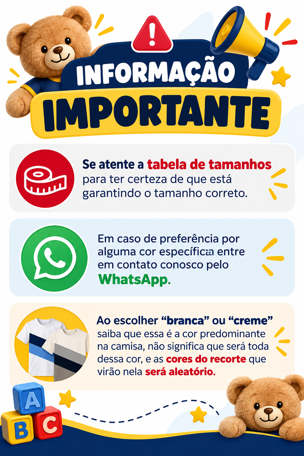 Informação importante: branca ou creme é a cor predominante; as cores do recorte são aleatórias. Cor específica pelo WhatsApp.