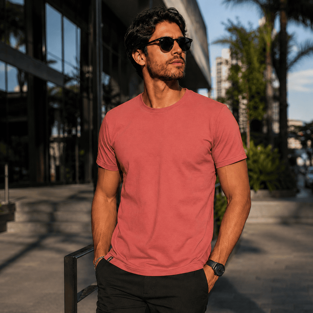 Camisa Masculina Gola Careca Básica sem Bordado Coloridas