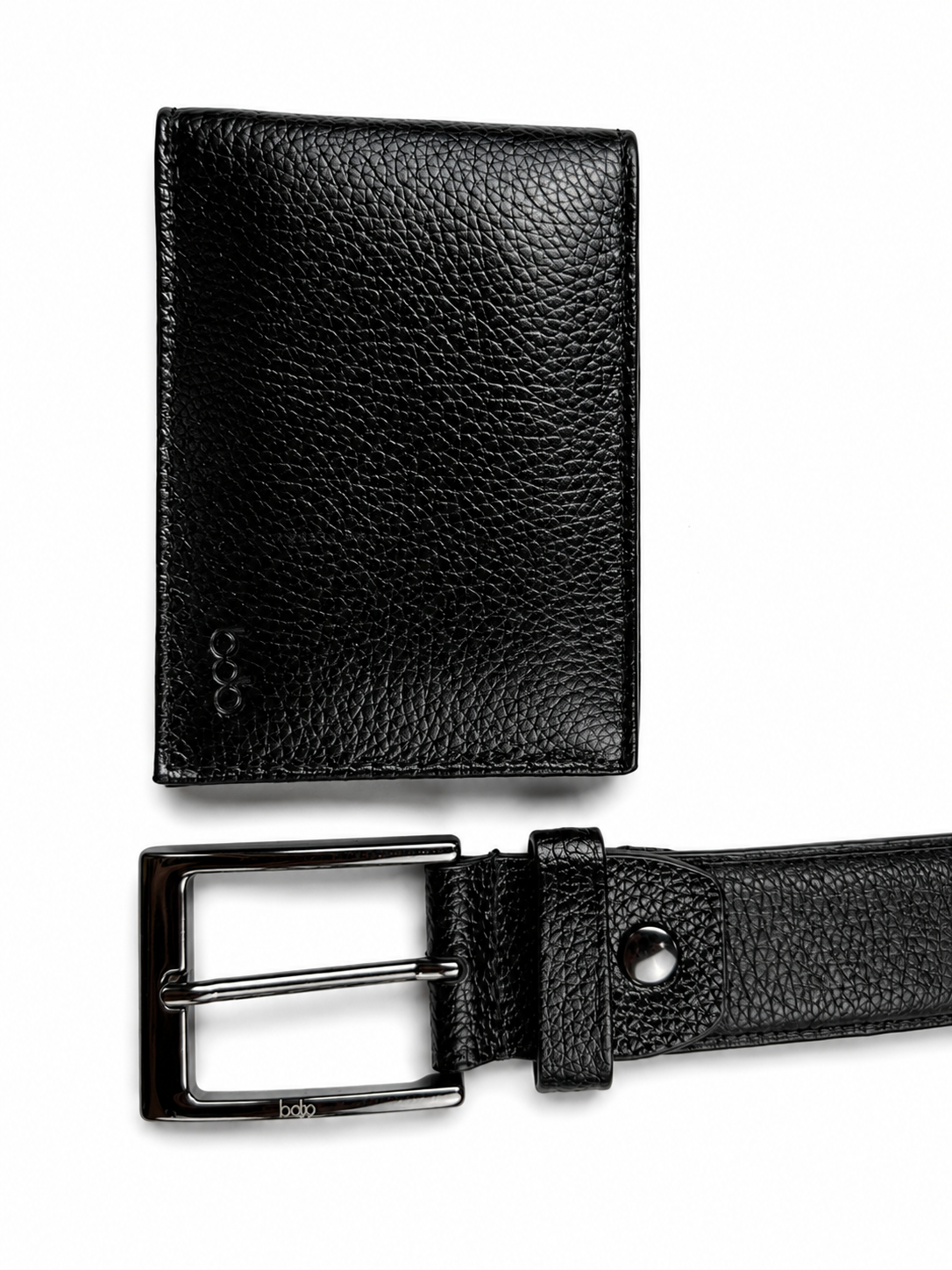 Kit Masculino Carteira Texturizada e Cinto de Couro Preto
