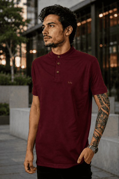 Camisa Masculina Gola Padre Oliveiras Tons Escuros