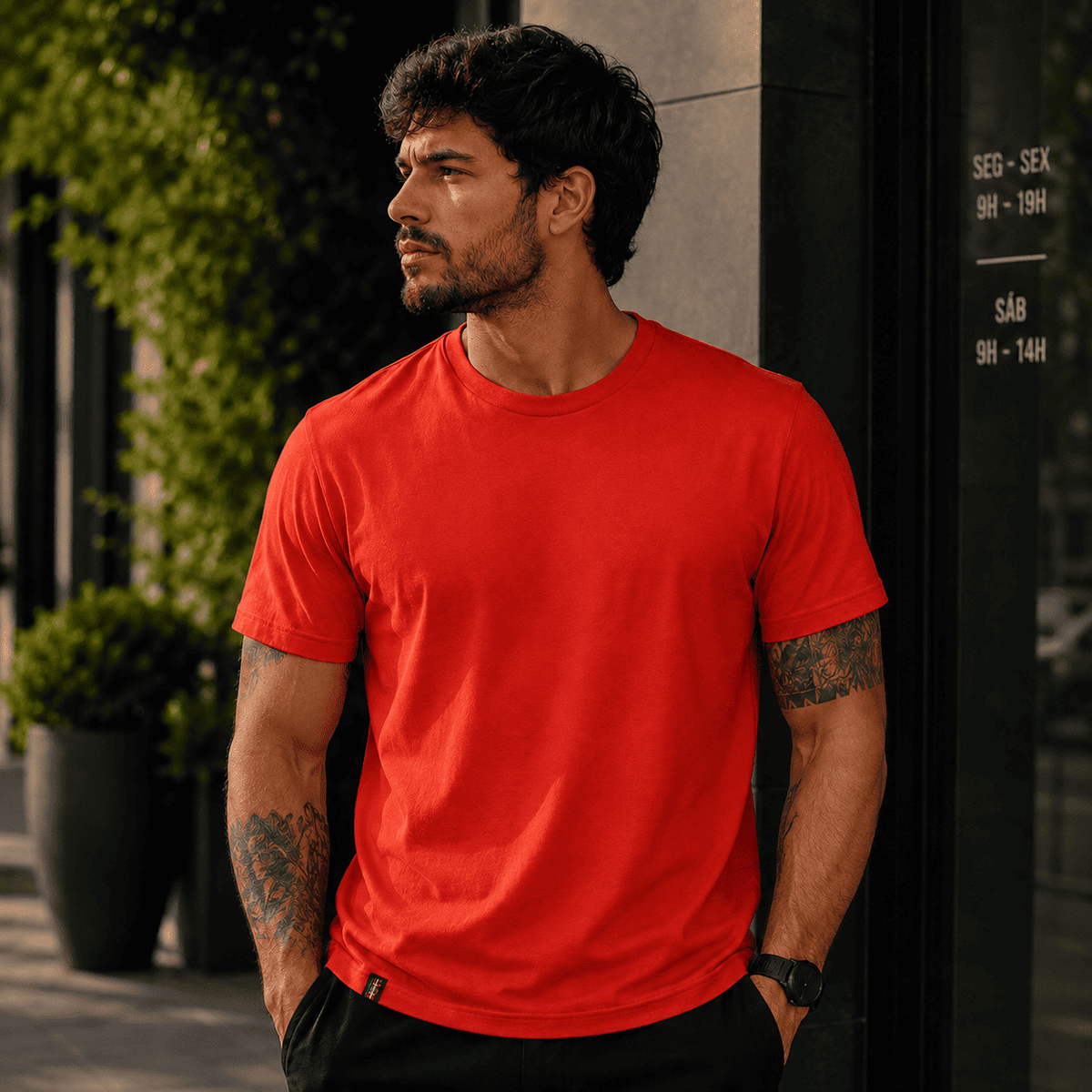 Camisa Masculina Gola Careca Básica sem Bordado Coloridas