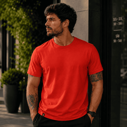 Camisa Masculina Gola Careca Básica sem Bordado Coloridas