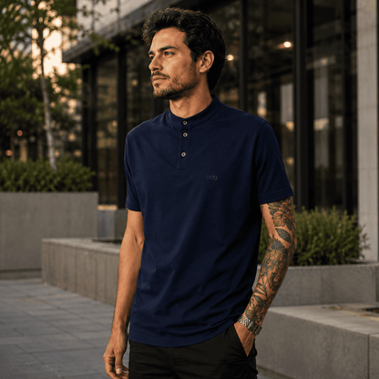 Camisa Masculina Gola Padre Oliveiras Tons Escuros